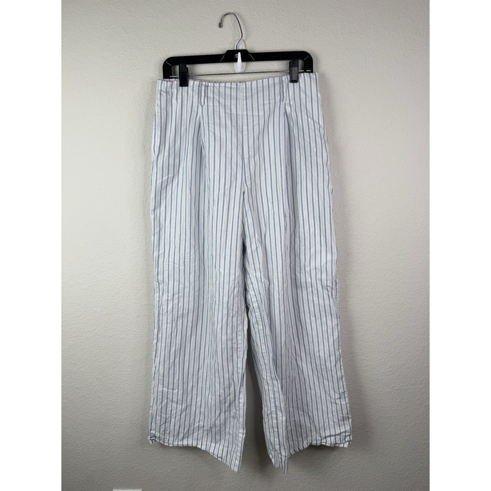 Abercrombie & Fitch Striped Cotton Wide Leg Pull On Pants Sz 29 Lined Beachy